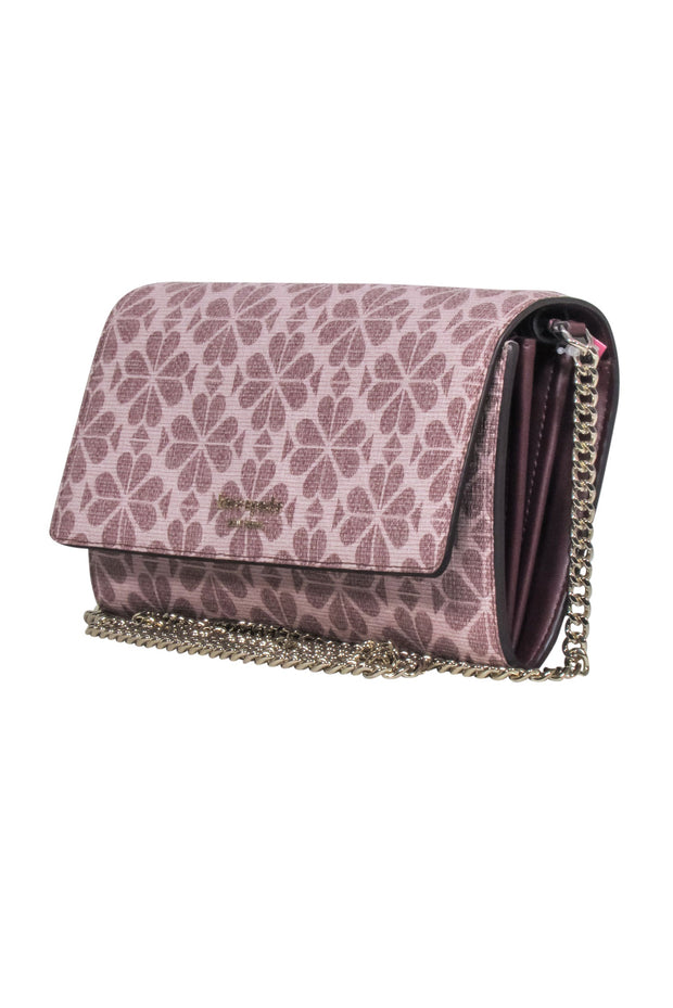 Current Boutique-Kate Spade - Blush Pink Spade Print Fold Over Wallet Crossbody Bag