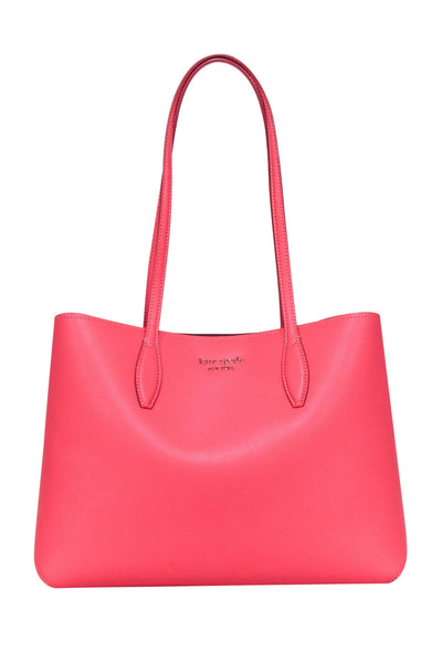 Current Boutique-Kate Spade - Coral Pink Pebbled Leather Hook Closure Tote Bag