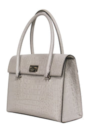 Current Boutique-Kate Spade - Cream Croc-Embossed Leather Structured Satchel