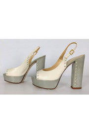 Current Boutique-Kate Spade - Cream & Green Platform Open Toe Heels Sz 7.5