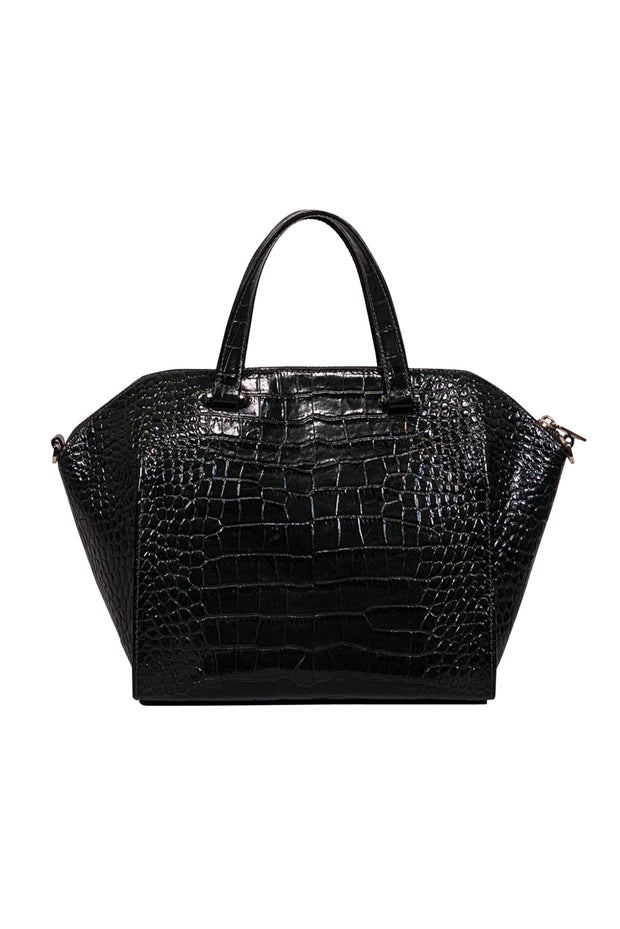 Current Boutique-Kate Spade - Dark Green Croc Embossed Patent Leather Handbag