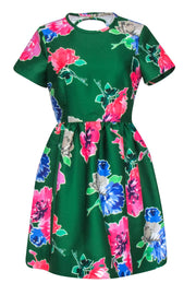 Current Boutique-Kate Spade - Green & Pink Floral Print Short Sleeve Dress Sz 8