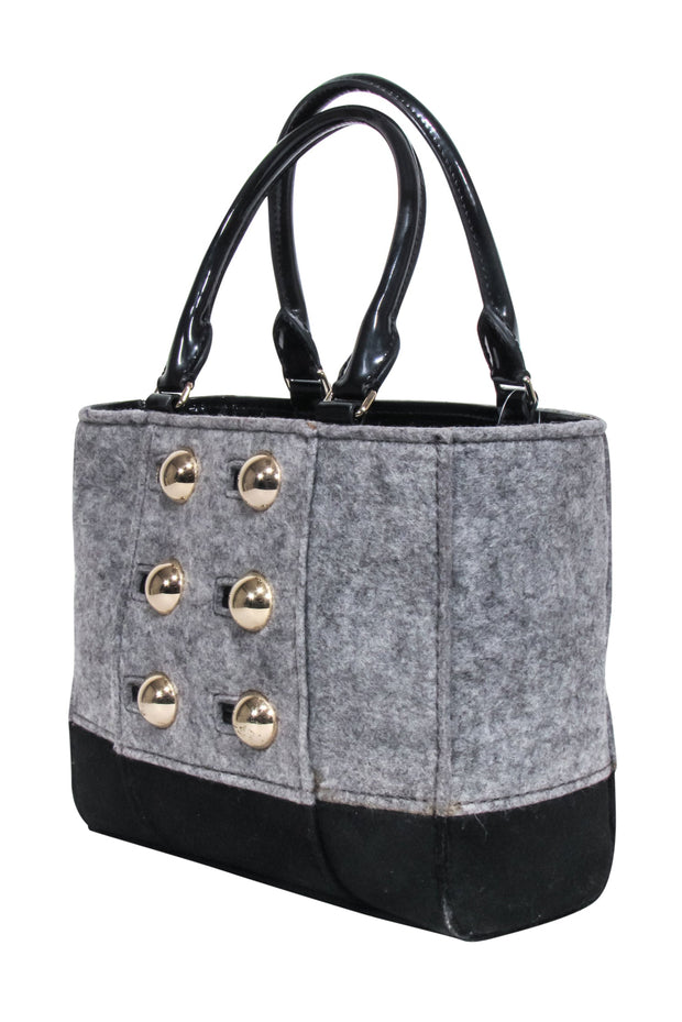 Current Boutique-Kate Spade - Grey & Black Double Breasted Button Front Handbag