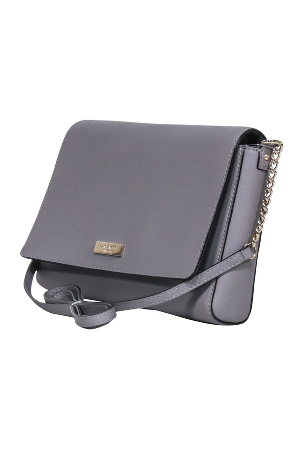 Current Boutique-Kate Spade - Grey Leather Fold-Over Crossbody Bag