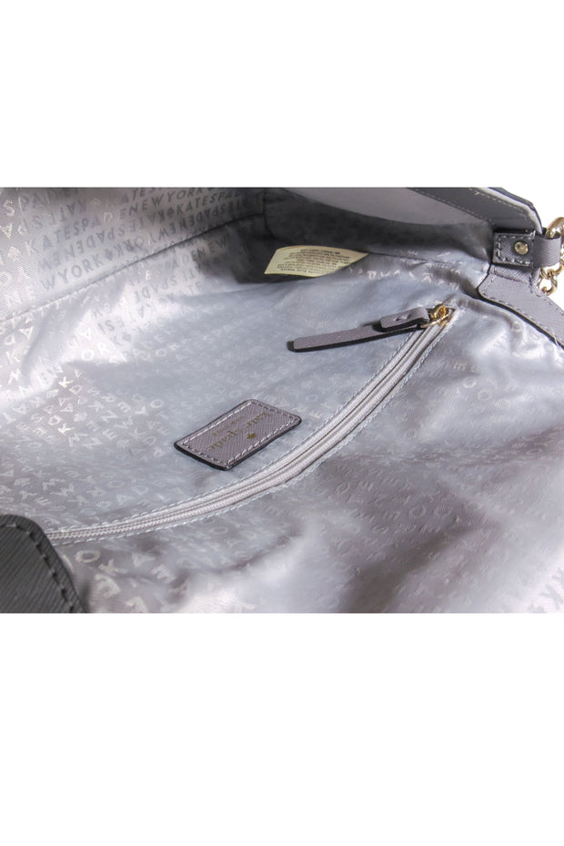 Current Boutique-Kate Spade - Grey Leather Fold-Over Crossbody Bag