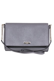 Current Boutique-Kate Spade - Grey Leather Fold-Over Crossbody Bag