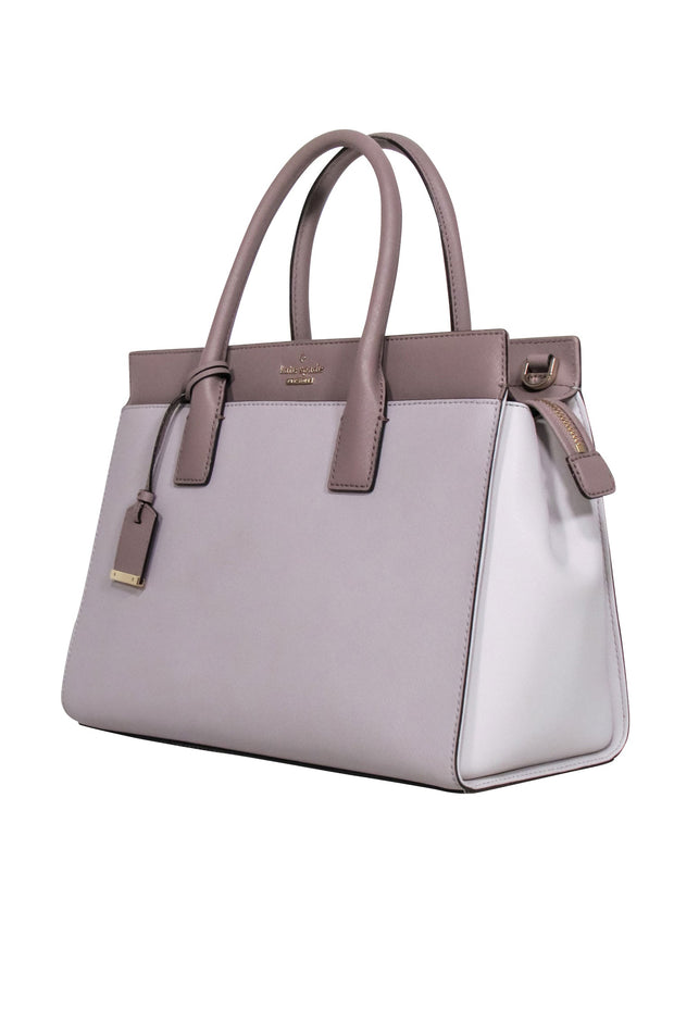 Current Boutique-Kate Spade - Grey, Taupe & Cream Colorblock "Candace" Leather Tote Bag