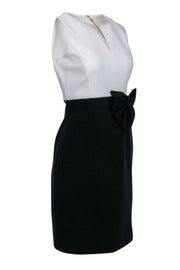 Current Boutique-Kate Spade - Ivory & Black Colorblock Sleeveless Sheath Dress w/ Bow Detail Sz 2