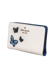 Current Boutique-Kate Spade - Ivory w/ Blue & Navy 3D Butterflies Long Wallet