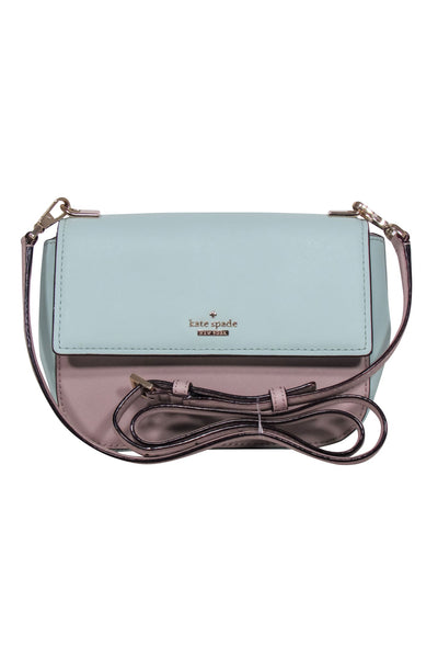 Current Boutique-Kate Spade - Light Blue & Taupe Colorblocked Leather Crossbody Bag