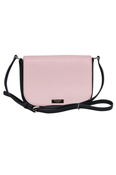 Current Boutique-Kate Spade - Light Pink & Black Leather Fold-Over Crossbody