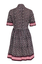 Current Boutique-Kate Spade - Maroon, Brown, Cream, & Pink Print Short Sleeve Dress Sz 4