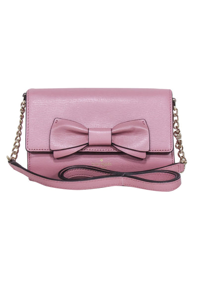 Current Boutique-Kate Spade - Mauve Pink Leather Bow Front Flap Crossbody Bag
