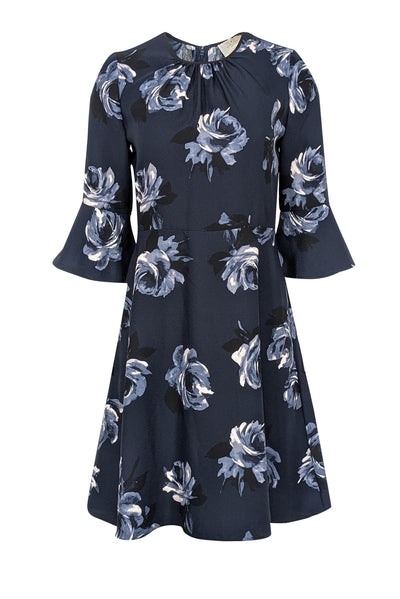 Current Boutique-Kate Spade - Navy Cropped Bell Sleeve Floral Dress Sz 4
