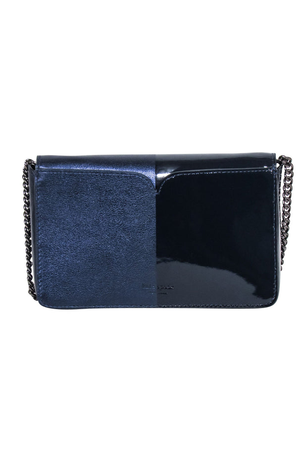 Current Boutique-Kate Spade - Navy Leather & Patent Fold Over Crossbody Bag