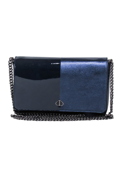 Current Boutique-Kate Spade - Navy Leather & Patent Fold Over Crossbody Bag
