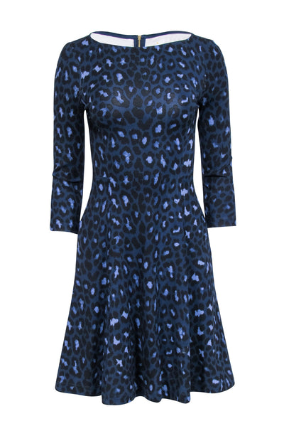 Current Boutique-Kate Spade - Navy Leopard Print Long Sleeve Dress Sz 0
