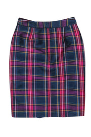 Current Boutique-Kate Spade - Navy & Purple Plaid Ruffle Front Skirt Sz 2