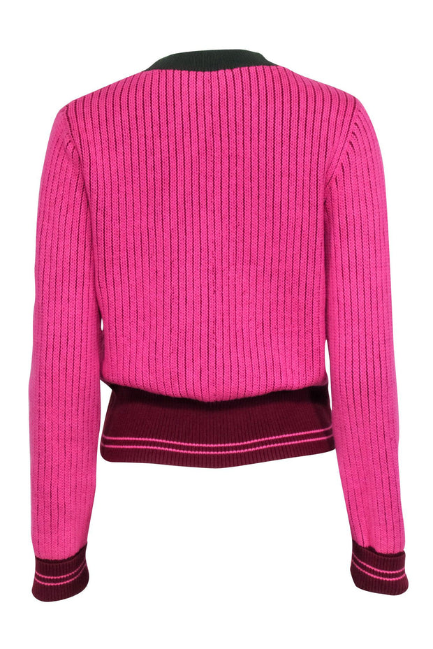 Current Boutique-Kate Spade - Pink Knit Cardigan w/ Green Trim Sz M