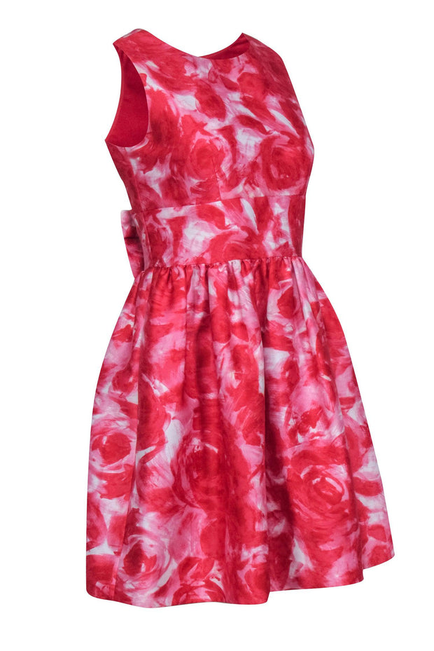 Current Boutique-Kate Spade - Pink & Red Watercolor Rose Dress w/ Bow Back Sz 2