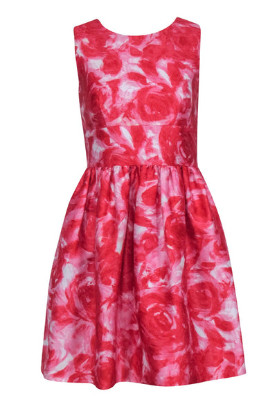 Current Boutique-Kate Spade - Pink & Red Watercolor Rose Dress w/ Bow Back Sz 2