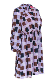 Current Boutique-Kate Spade - Purple, Navy & Brown Geometric Print Dress Sz 2