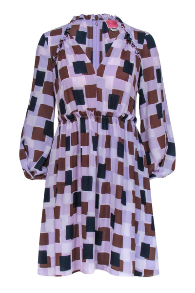 Current Boutique-Kate Spade - Purple, Navy & Brown Geometric Print Dress Sz 2