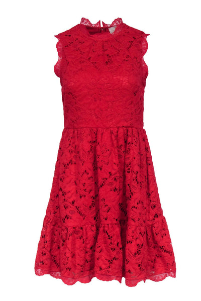 Current Boutique-Kate Spade - Red Lace Sleeveless Scallop Edge Dress Sz 2
