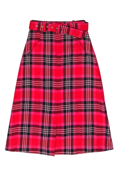 Current Boutique-Kate Spade - Red & Pink Plaid Wool Blend Skirt Sz 2