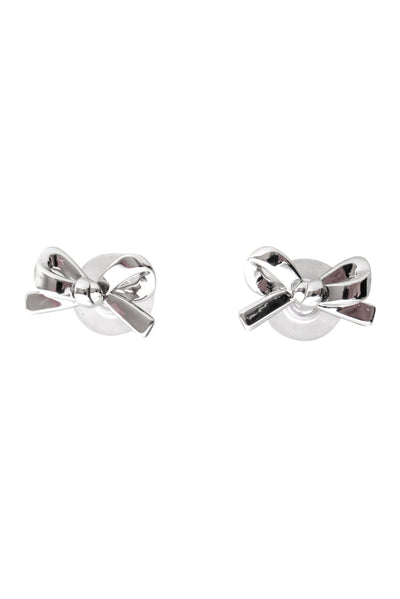 Current Boutique-Kate Spade - Silver-Tone Bow Earrings