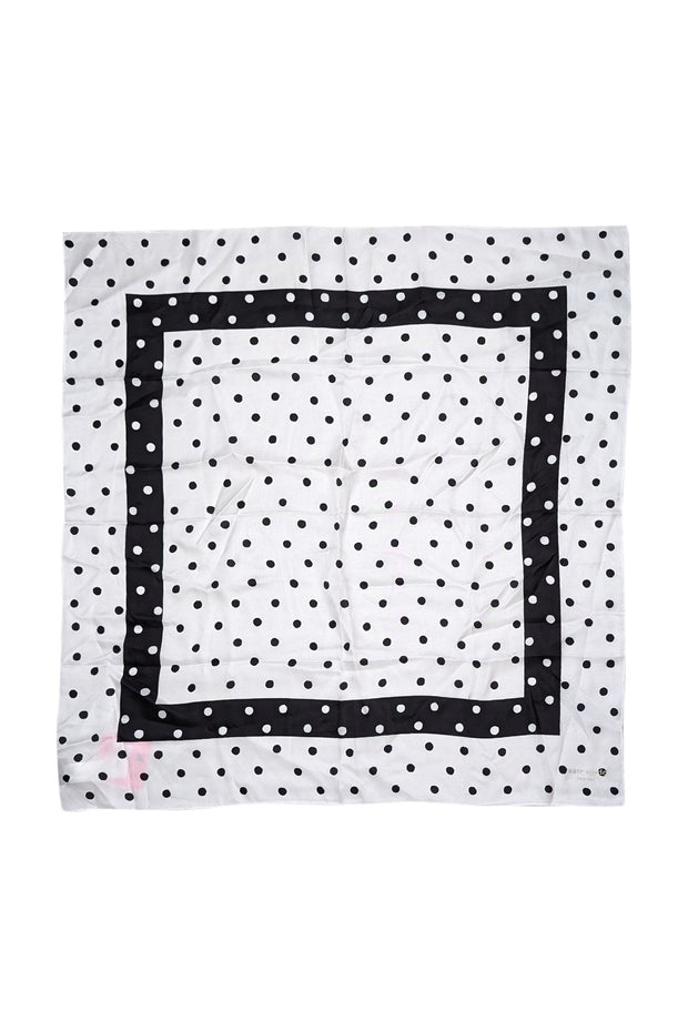 Current Boutique-Kate Spade - White & Black Polka Dot Silk Scarf