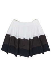 Current Boutique-Kate Spade - White, Brown, & Black Color Block Flared Skirt Sz 8