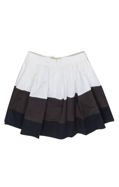 Current Boutique-Kate Spade - White, Brown, & Black Color Block Flared Skirt Sz 8