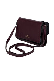 Current Boutique-Kate Spade - Wine Leather Crossbody Bag w/ Black Sequin Trim