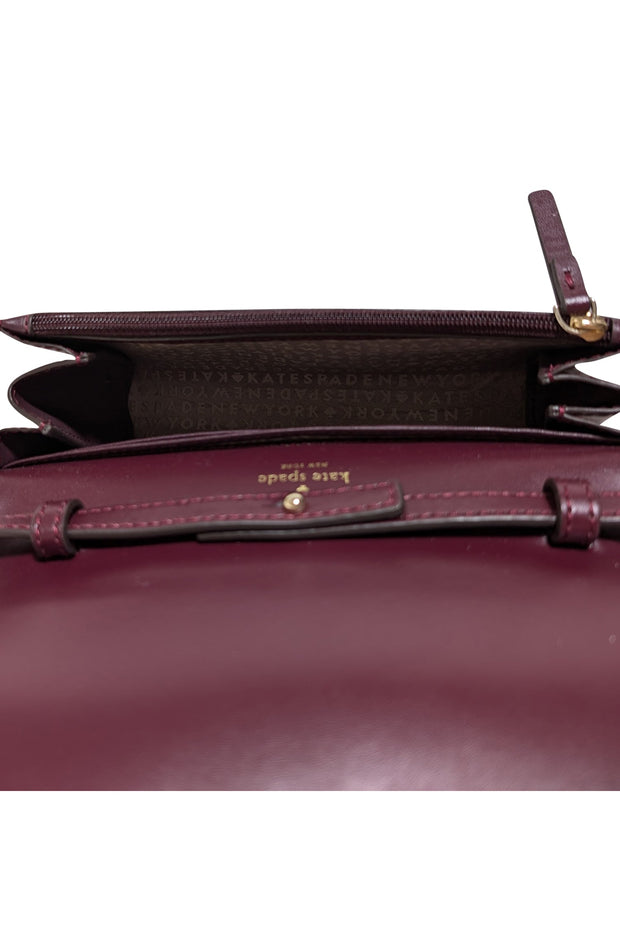 Current Boutique-Kate Spade - Wine Leather Crossbody Bag w/ Black Sequin Trim