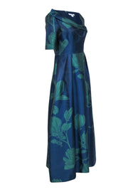 Current Boutique-Kay Unger - Navy & Green Magnolia Print Gown Sz 8