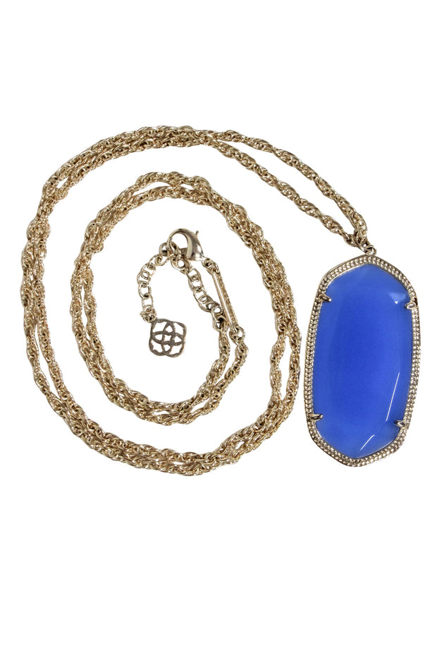 Current Boutique-Kendra Scott - Gold Chain w/ Blue Pendant Necklace