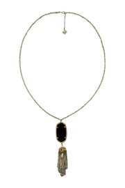 Current Boutique-Kendra Scott - Gold Chain w/ Large Black Pendant & Tassels