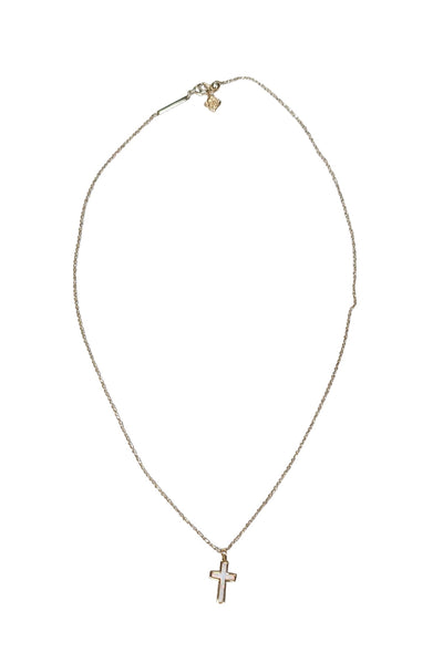 Current Boutique-Kendra Scott - Gold Colored Chain Necklace w/ Opal Cross Pendant