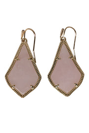 Current Boutique-Kendra Scott - Pink w/ Gold Rim Drop Dangle Earrings