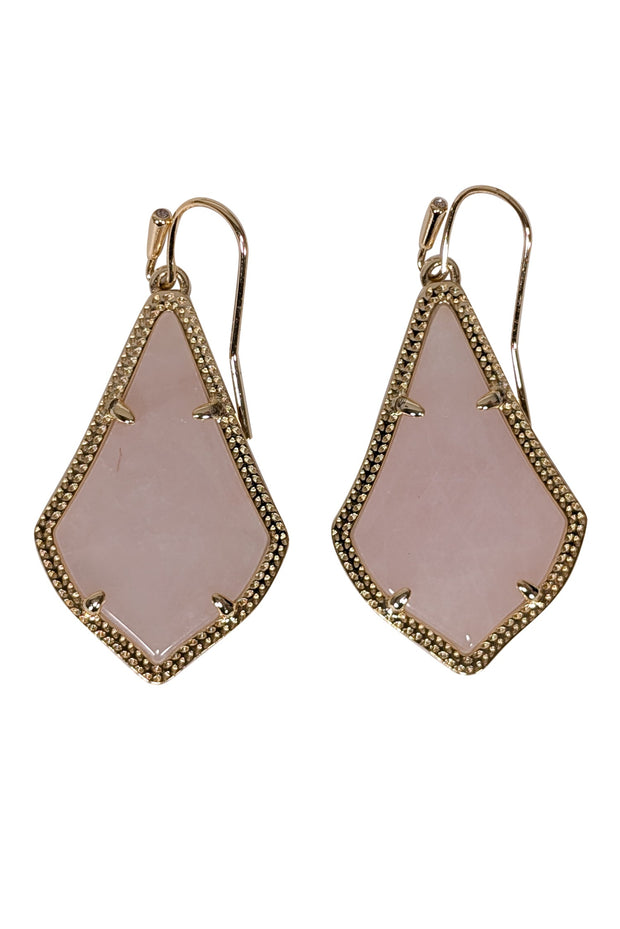 Current Boutique-Kendra Scott - Pink w/ Gold Rim Drop Dangle Earrings