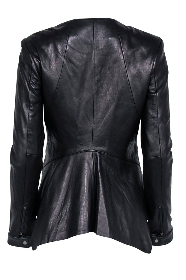 Current Boutique-Kenneth Cole - Black Leather w/ Snake Skin Detail Moto Jacket Sz S
