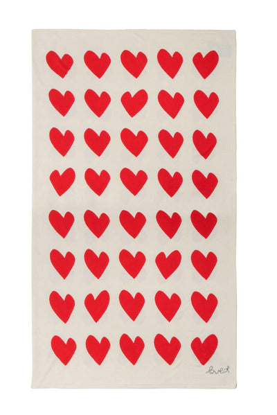 Current Boutique-Kerri Rosenthal - Cream w/ Large Red Hearts Scarf