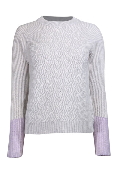 Current Boutique-Kinross Cashmere - Grey & Ivory Cashmere Sweater Sz XS