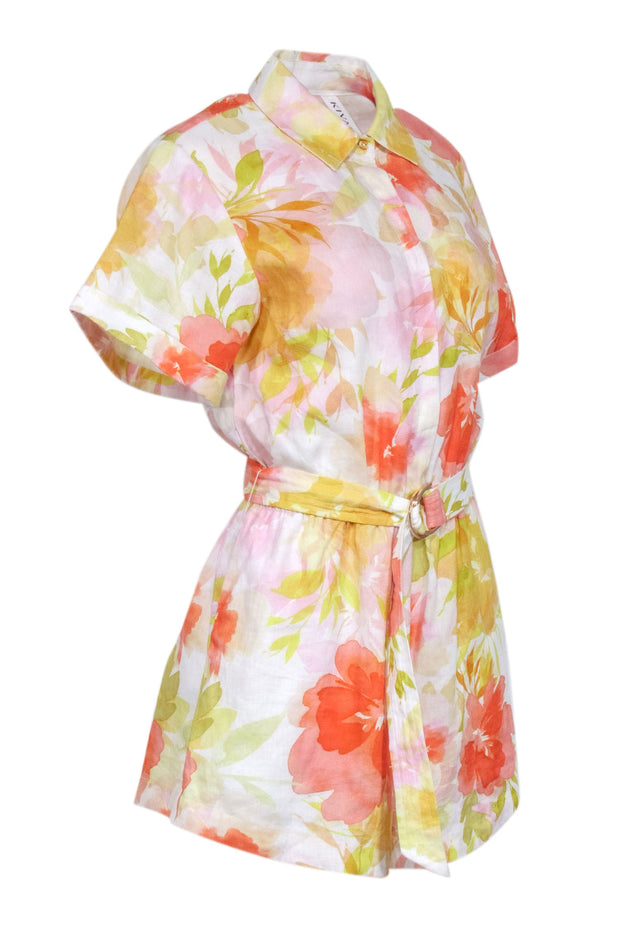 Current Boutique-Kivari - Ivory w/ Yellow, Orange, & Pink Floral Print Romper Sz 4