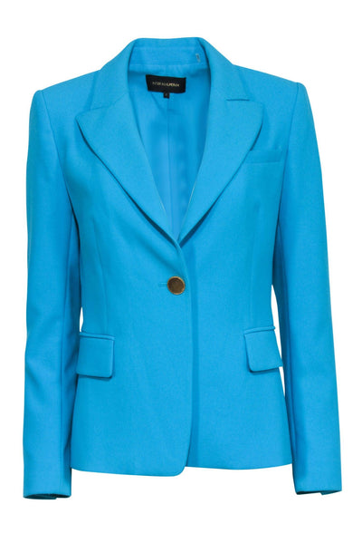 Current Boutique-Kobi Halperin - Turquoise Blazer w/ Padded Shoulders Sz S