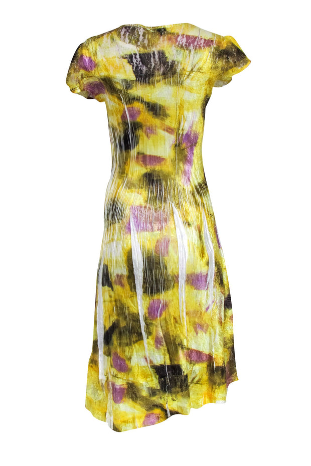 Current Boutique-Komarov - Yellow, Green, & Purple Short Sleeve Dress Sz L