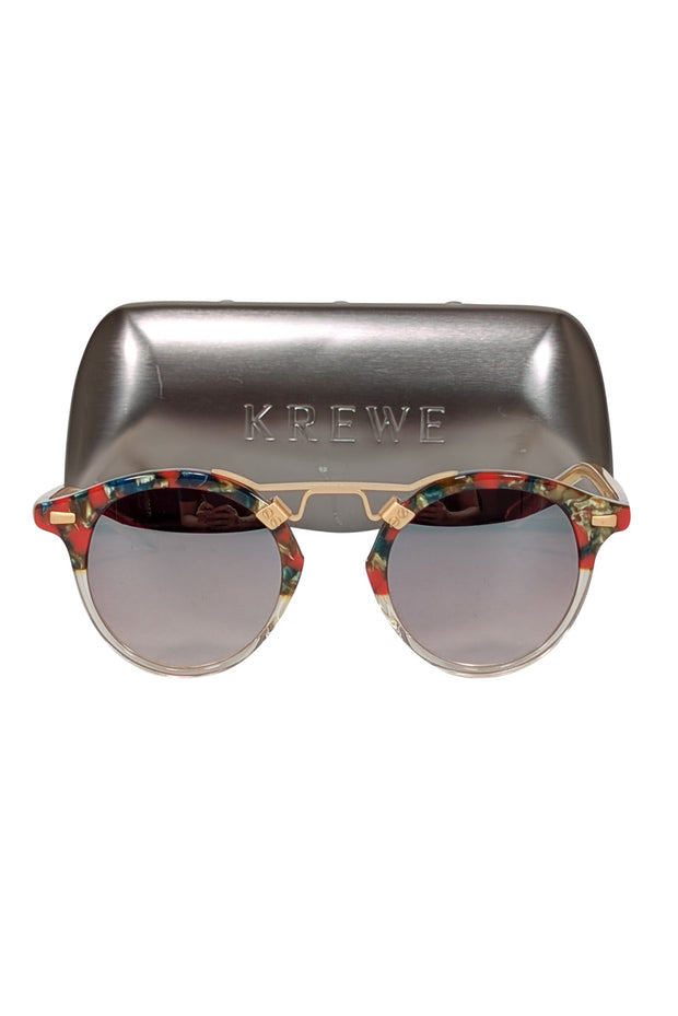 Current Boutique-Krewe - Red, Green, & Gold Round Sunglasses