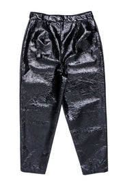 Current Boutique-L'Acadamie - Black Faux Patent Leather Crinkle Pants Sz L