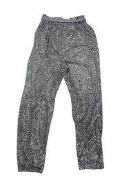 Current Boutique-L'Acadamie - Silver Sequin Paper Bag Waist Pants Sz M